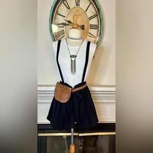 Nic & Jo Black Suspender Shorts with White Top